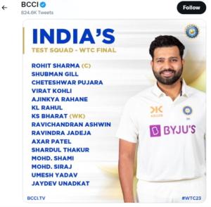India's WTC Cricket Team