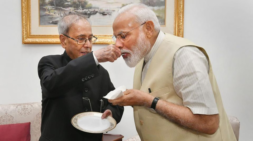 Pranab Mukherjee with PM Modi