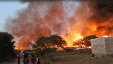 इंदौर एयरपोर्ट के पास आग की तस्वीरें