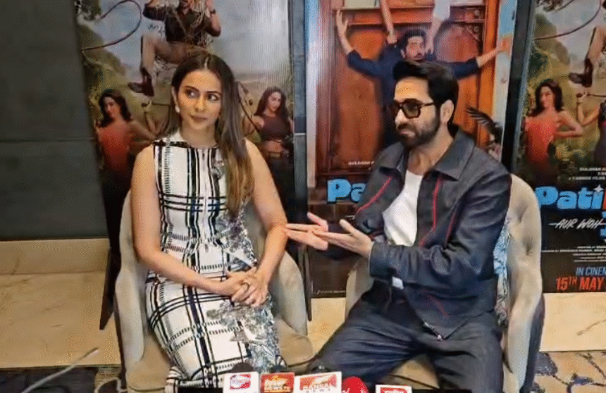 Ayushmann Khurrana and Rakul Preet Singh during movie promotion in Indore