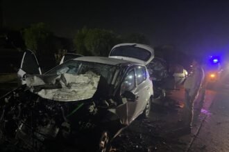 Indore Bypass Accident Today near Tejaji Nagar bridge involving two cars in Madhya Pradesh