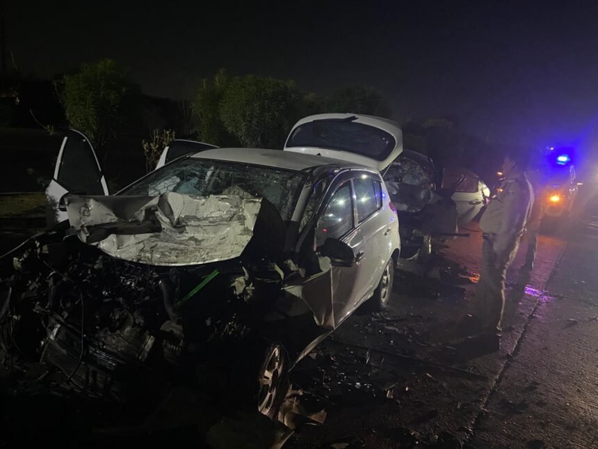 Indore Bypass Accident Today near Tejaji Nagar bridge involving two cars in Madhya Pradesh