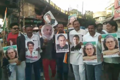 Indore Gas Cylinder Protest में कांग्रेस ने बढ़ती कीमतों के खिलाफ अनोखा प्रदर्शन किया