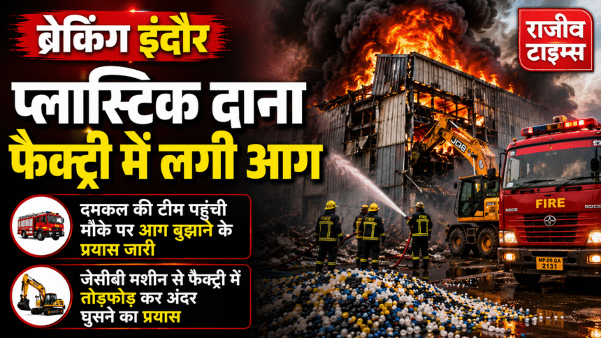 Indore Dhar Road Factory Fire at plastic granule factory with fire brigade operation