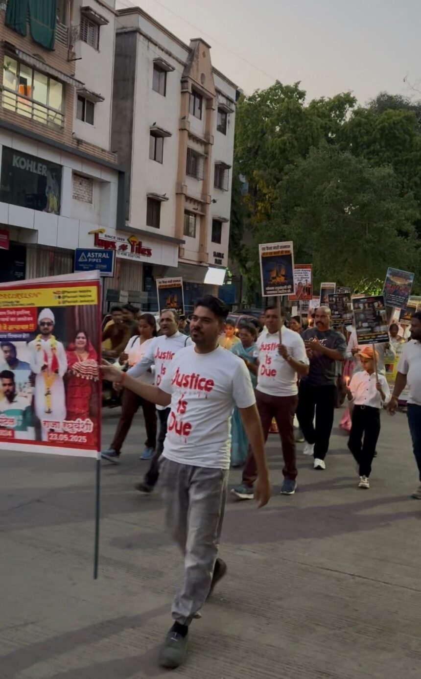 aja Raghuvanshi Case candle march in Indore during Mothers Day