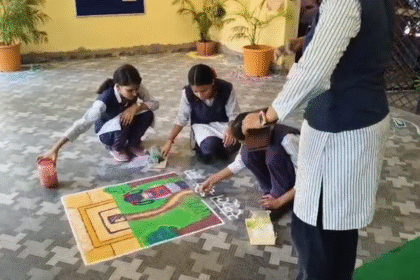 CM Mohan Yadav interacting with students at Sharda Kanya School Indore during Shala Prarambh Utsav