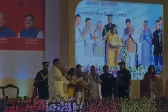 President Droupadi Murmu inaugurating National Sickle Cell Day 2026 programme in Omkareshwar