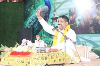 Indore Panchkuian Shri Ram Mandir Purushottam Maas Bhagwat Katha during Dhruv Prasang by Pandit Rajesh Shastri