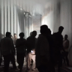 ndore Chandan Nagar Fire at Geeta Nagar Rani Palace with fire brigade operation controlling blaze in house and godown
