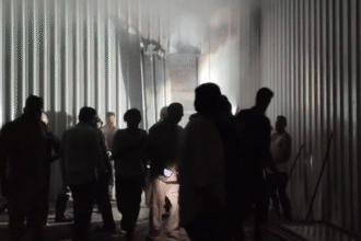 ndore Chandan Nagar Fire at Geeta Nagar Rani Palace with fire brigade operation controlling blaze in house and godown