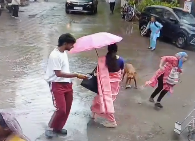 Indore Sanwer Road Dog Attack CCTV footage showing street dog incident in Sanwer Road area of Indore