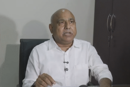Mohan Yadav and Hemant Khandelwal during BJP press briefing in Bhopal