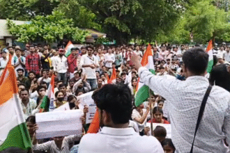 NEET Protest Indore students marching from Tantya Bhil Chouraha to Collectorate