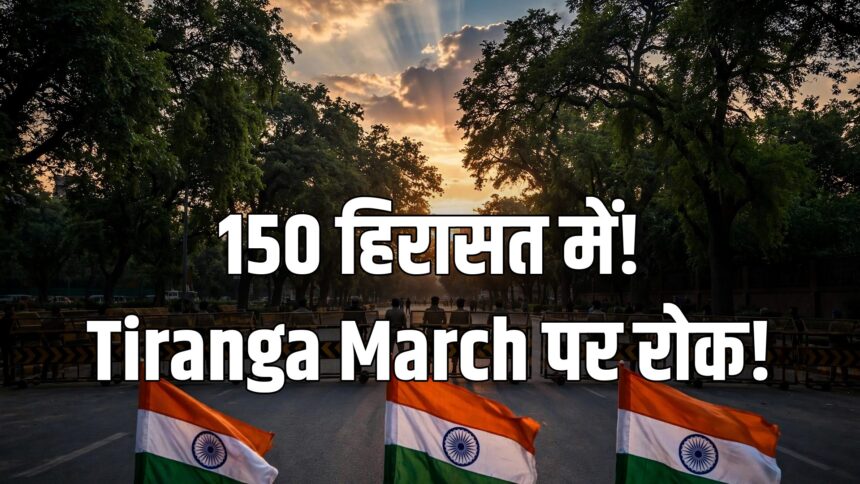 Tiranga March detention Delhi Police 150 protesters detained