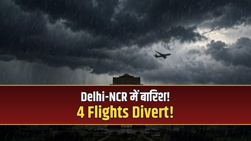 Delhi NCR rain orange alert flights diverted Jaipur