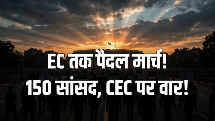 INDIA Bloc March MPs Parliament ECI CEC protest